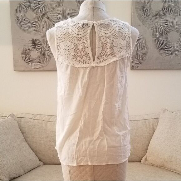 Hinge Lace Yoke Swing Tank sz Small in Ivory - Picture 5 of 8